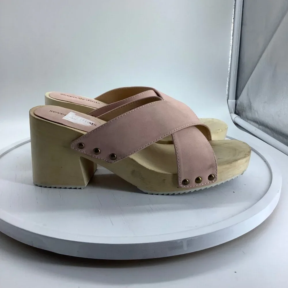 SEVEN DIALS Malta Slide Sandals Women Sz 6.5 Chunky 3